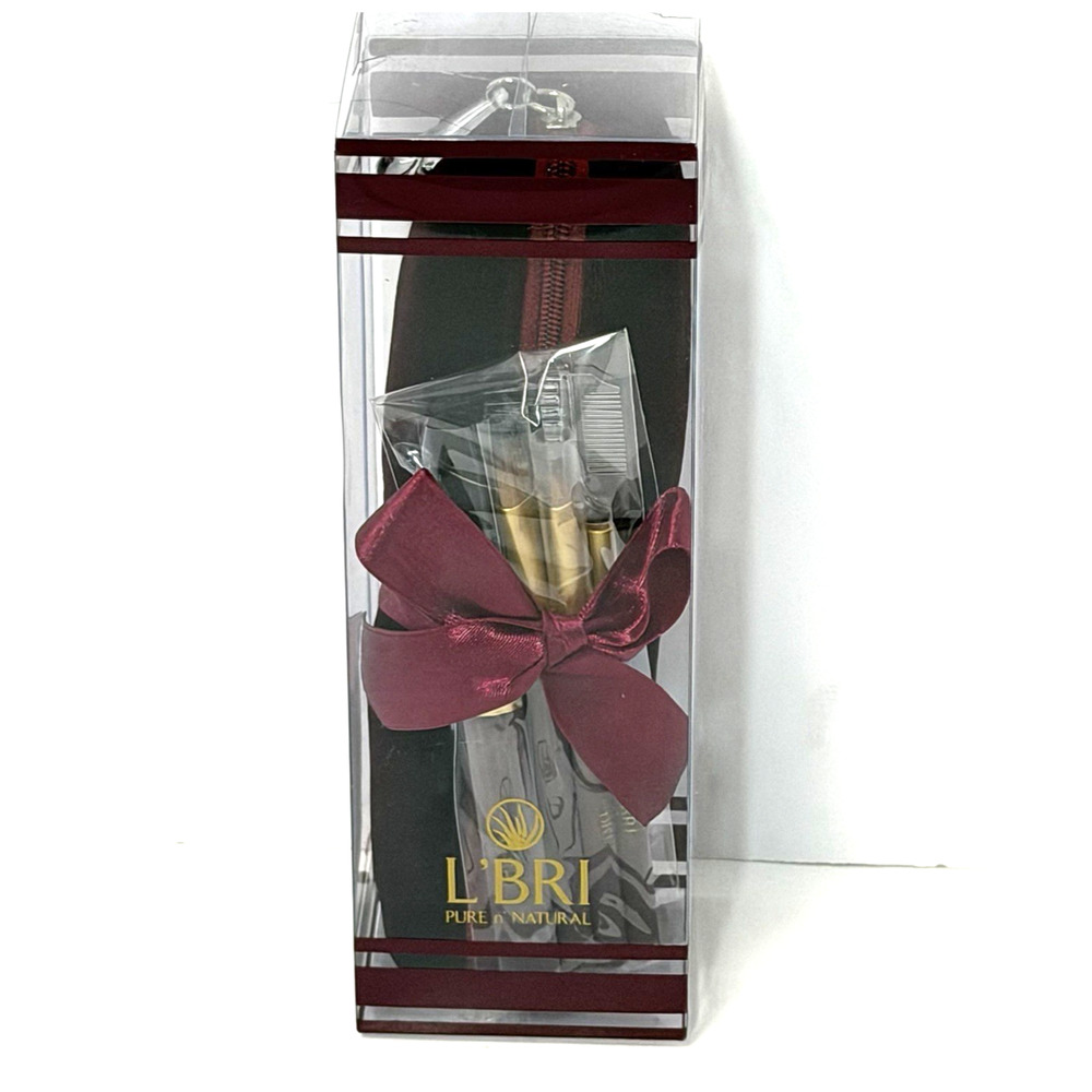 L'BRI 5 pc Eye Makeup Brush Set w/ Velvet Zip Travel Case Gift Birthday